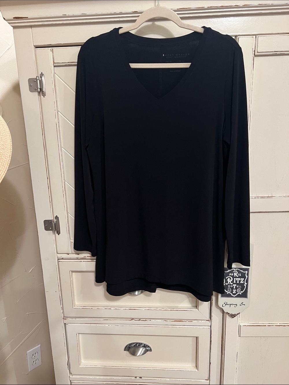 Susan Graver Black V-Neck Long Sleeve Tunic